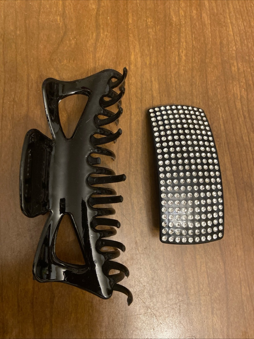 Black Hair Claw Clip And Rhinestone Barrette Hair Accessories Set.